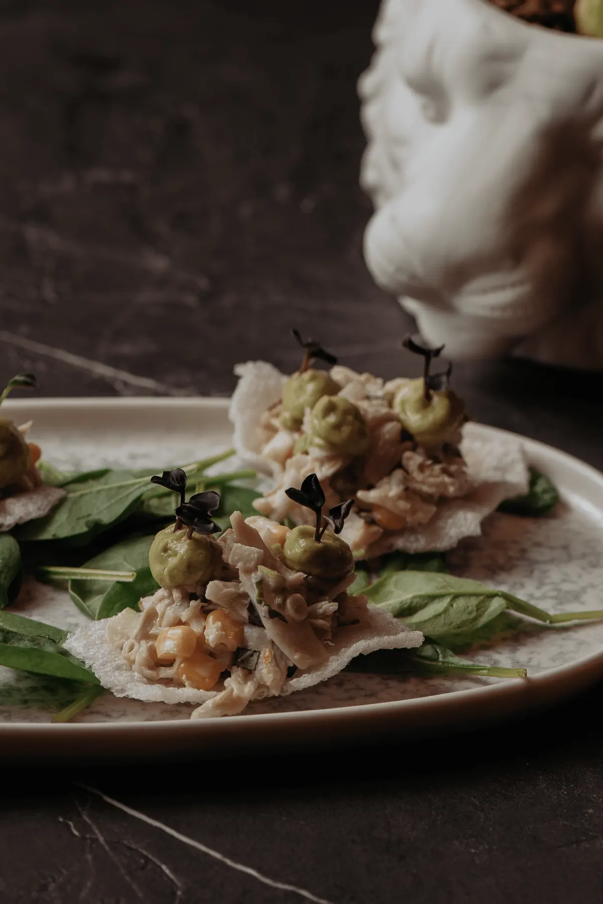 Tostadas di ceviche impiattate da Iguazu Athens